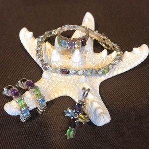 Sterling Silver and Precious Stone Set